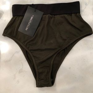 Olive Green and Black High-Waisted Bathing Suit